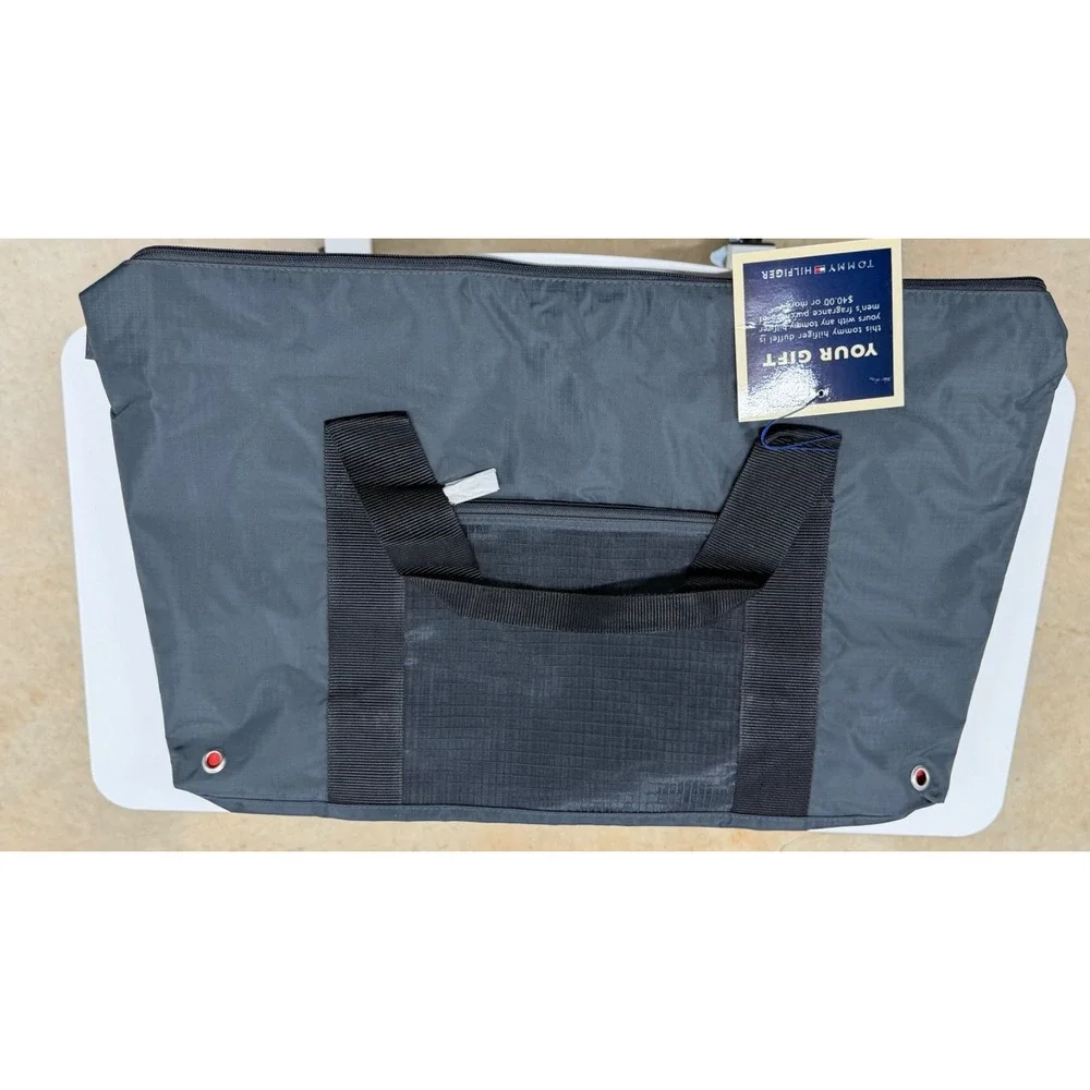 Tommy Hilfiger Large Gym Duffle Bag Gray True Star Men NWT Travel Bag